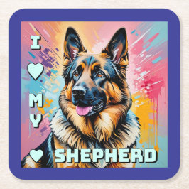 I love my German Shepherd Rechteckiger Pappuntersetzer