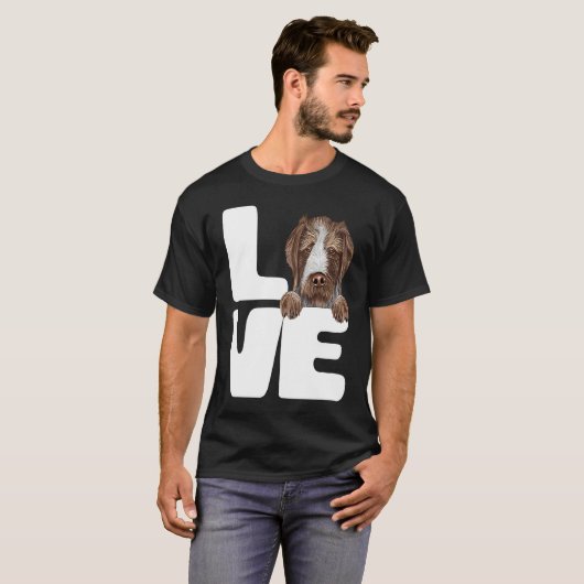 I Love My German Wirehaired Pointer Dog T-Shirt (Vorne ganz)