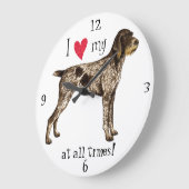 I Love my German Wirehaired Pointer Große Wanduhr (Winkel)