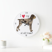 I Love my German Wirehaired Pointer Große Wanduhr (Zuhause)