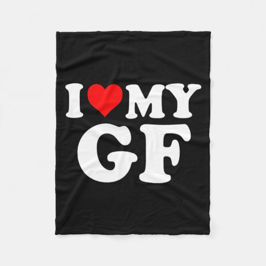 I Love My Gf Girlfriend Red Heart Valentines Day G Fleecedecke (Vorderseite)