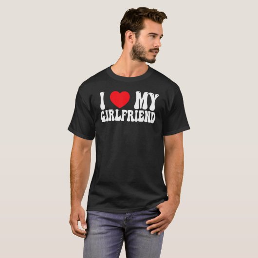 I Love My Girlfriend GF Red Heart Love  Valentine T-Shirt (Vorne ganz)