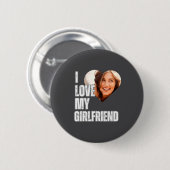 I Love My Girlfriend Heart Photo Boyfriend Gift Button (Vorne & Hinten)