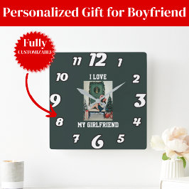 I Love My Girlfriend Photo Wall Clock Gift Quadratische Wanduhr
