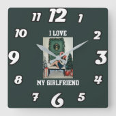 I Love My Girlfriend Photo Wall Clock Gift Quadratische Wanduhr (Vorderseite)