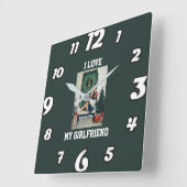 I Love My Girlfriend Photo Wall Clock Gift Quadratische Wanduhr (Winkel)