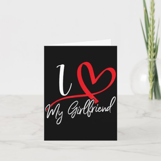 I Love My Girlfriend Red Heart Couples Valentines Karte (Vorderseite)