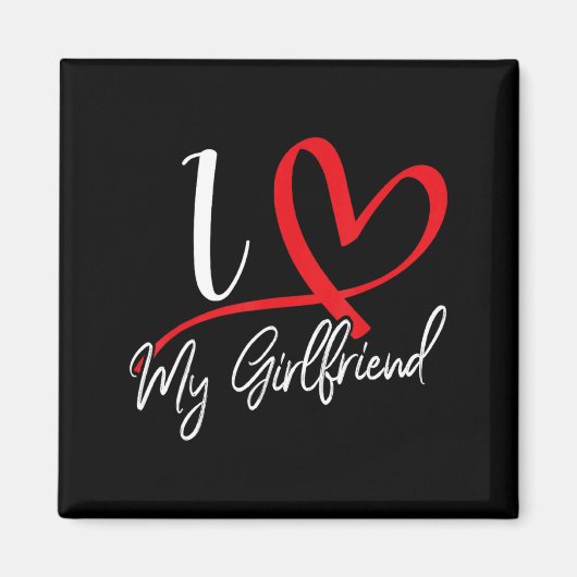 I Love My Girlfriend Red Heart Couples Valentines Magnet (Vorne)