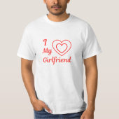 I Love My Girlfriend Red Hearts Calligraphy Script T-Shirt (Vorderseite)