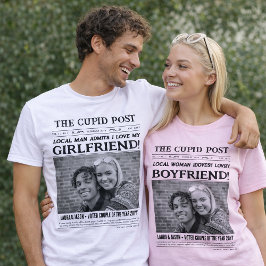 I LOVE MY GIRLFRIEND Shirt, Fun Custom Newspaper  T-Shirt