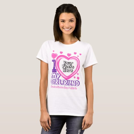 I love My Girlfriend Valentines Day Foto Hearts T-Shirt (Vorne ganz)