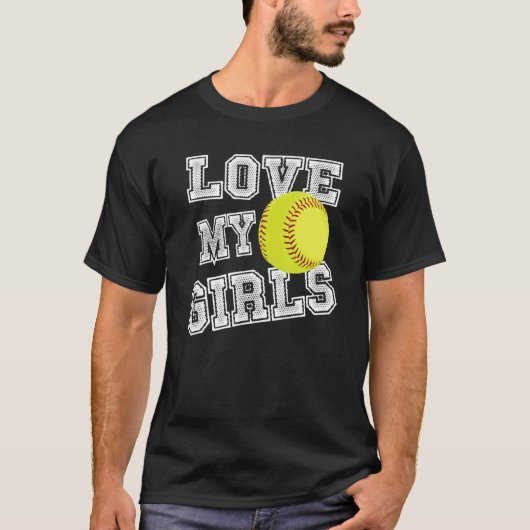 I Love My Girls Dad & Mom Softball Cute Softball M T-Shirt (Vorderseite)