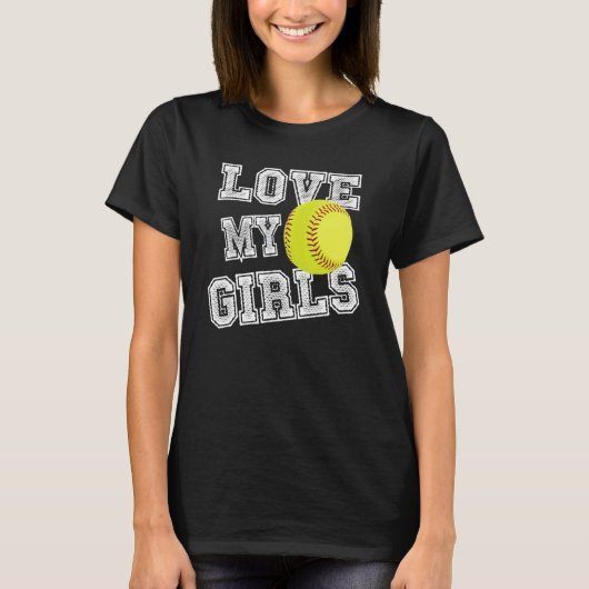 I Love My Girls Dad & Mom Softball Cute Softball M T-Shirt (Vorderseite)