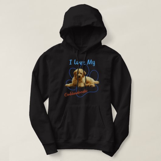 I Love My Goldendoodle Best Dog Lover Paw Print! Hoodie (Design vorne)