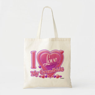 I Love My Grandkids pink/purple - heart Tragetasche