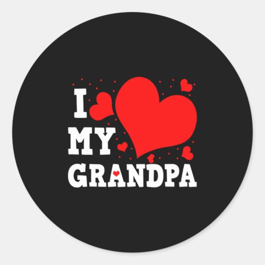 I Love My Grandpa Valentines Day Family Matching G Runder Aufkleber (Vorderseite)