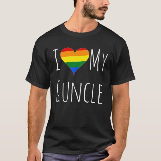 I Love My Guncle Gay Uncle Rainbow Flag Heart Men T-Shirt (Vorderseite)