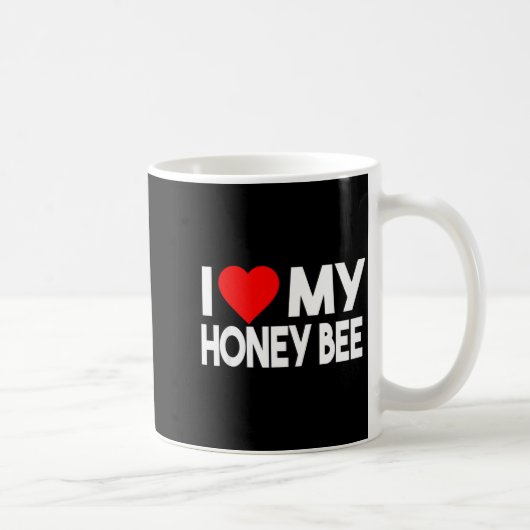 I Love My Honey Bee Shirt, Funny Animal Couple Mat Kaffeetasse (Rechts)