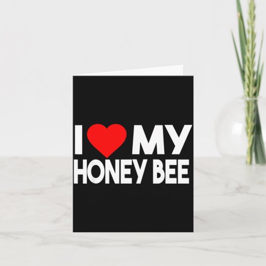 I Love My Honey Bee Shirt, Funny Animal Couple Mat Karte (Vorderseite)