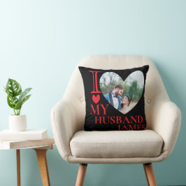 I Love My Husband Custom Photo Heart Kissen