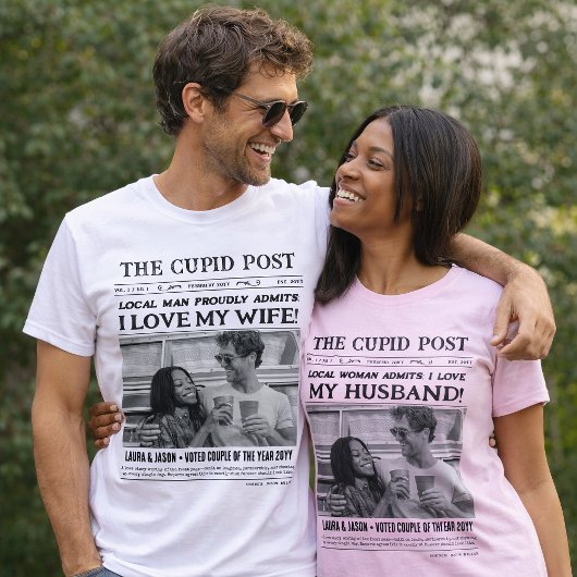 I LOVE MY HUSBAND Shirt, Fun Custom Newspaper  T-Shirt