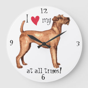 I Love my Irish Terrier Große Wanduhr