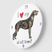 I Love my Irish Wolfhound Große Wanduhr (Winkel)