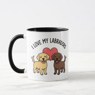 I Love My Labradors Mug – Cute Yellow & Chocolate Tasse