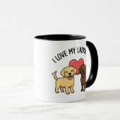 I Love My Labradors Mug – Cute Yellow & Chocolate Tasse (VorderseiteRechts)