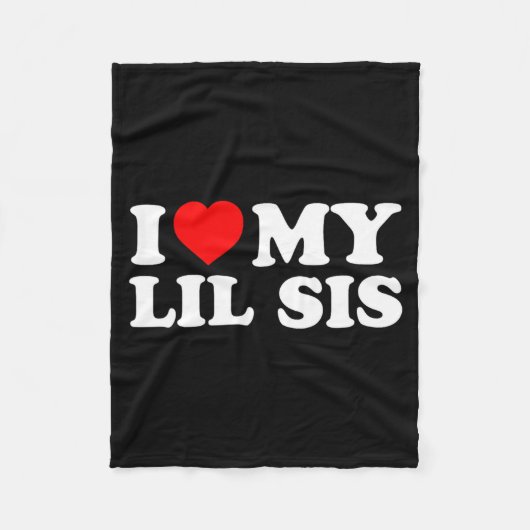 I Love My Lil Sis Red Heart Fleecedecke (Vorderseite)