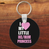 I Love My Little He Him Princess Heart Funny Lgbtq Schlüsselanhänger (Vorderseite)