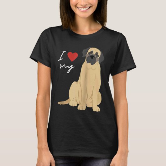 I Love My Mastiff Dog Raglan Baseball T-Shirt (Vorderseite)