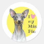 I love my Min Pin Miniature pinscher Cute Dog Runder Aufkleber (Vorderseite)
