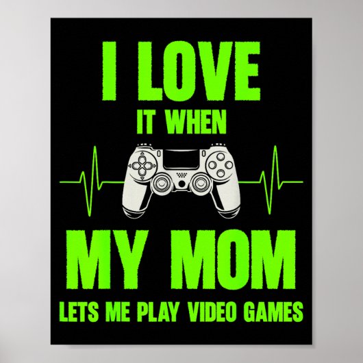 I Love My Mom Gamer Gaming Teen Boys Video Game Co Poster (Vorne)