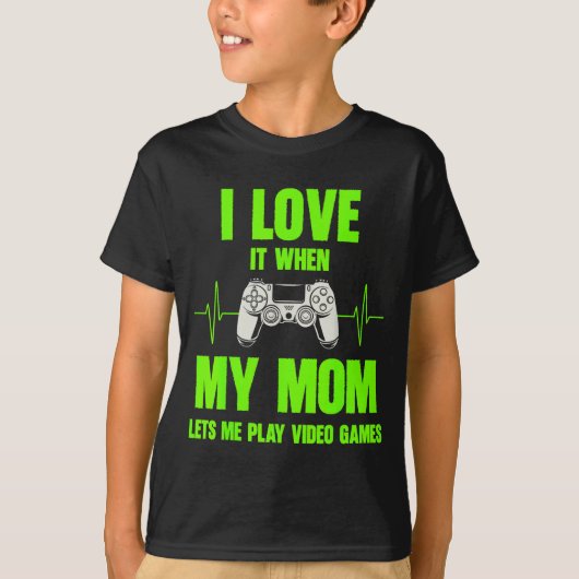 I Love My Mom Gamer Gaming Teen Boys Video Game Co T-Shirt (Vorderseite)