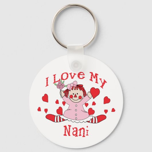 I love My Nani Rag Doll & Hearts Schlüsselanhänger (Vorderseite)