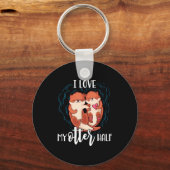 I Love My Otter Half Pun Couple Valentine's Day Schlüsselanhänger (Vorderseite)