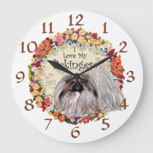 I Love My Pekingese Große Wanduhr
