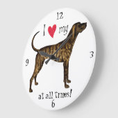 I Love my Plott Hound Große Wanduhr (Winkel)