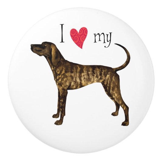 I Love my Plott Hound Keramikknauf (Vorderseite)