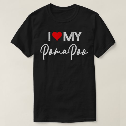 I Love My Pomapoo Dog with Red Heart T-Shirt (Design vorne)