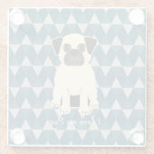 I love my Pug, Blue diamonds pattern Glasuntersetzer (Rückseite)