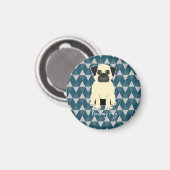 I love my Pug, Blue diamonds pattern Magnet (Vorderseite/Rückseite)