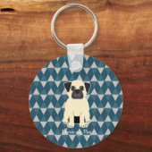 I love my Pug, Blue diamonds pattern Schlüsselanhänger (Rückseite)