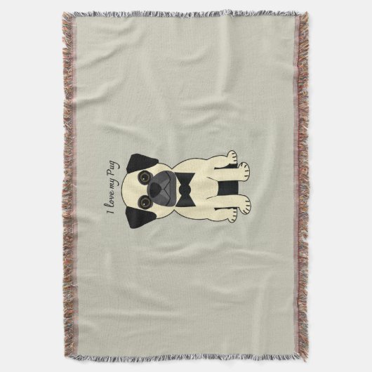 I Love My Pug Decke (Vorderseite Vertikal)