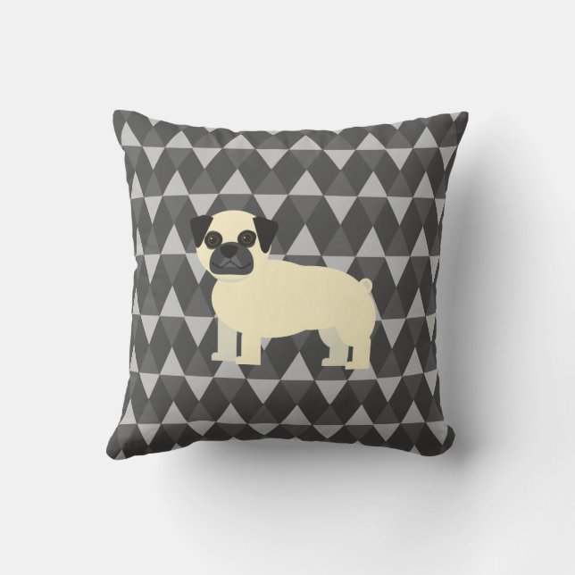 I love my Pug, Gray diamonds pattern Kissen (Rückseite)