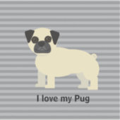 I love my Pug Gray Lined Aufkleber (Vorderseite)