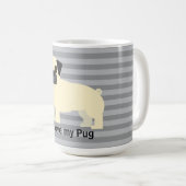 I love my Pug Gray Lined Kaffeetasse (VorderseiteRechts)