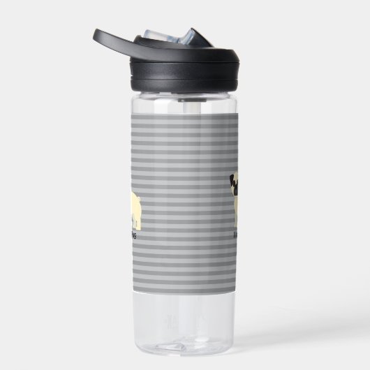 I love my Pug Gray Lined Trinkflasche (Rechts)