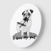 I love my pug large clock große wanduhr (Winkel)